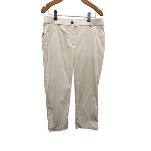 Chicos Women's Capri Pants Size 0 White Stretch Cotton Blend Slim Fit Casual